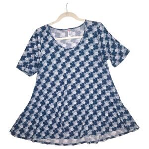 LuLaRoe Perfect T Small Navy White Geometric Scroll Soft Swing Tunic Tee Top